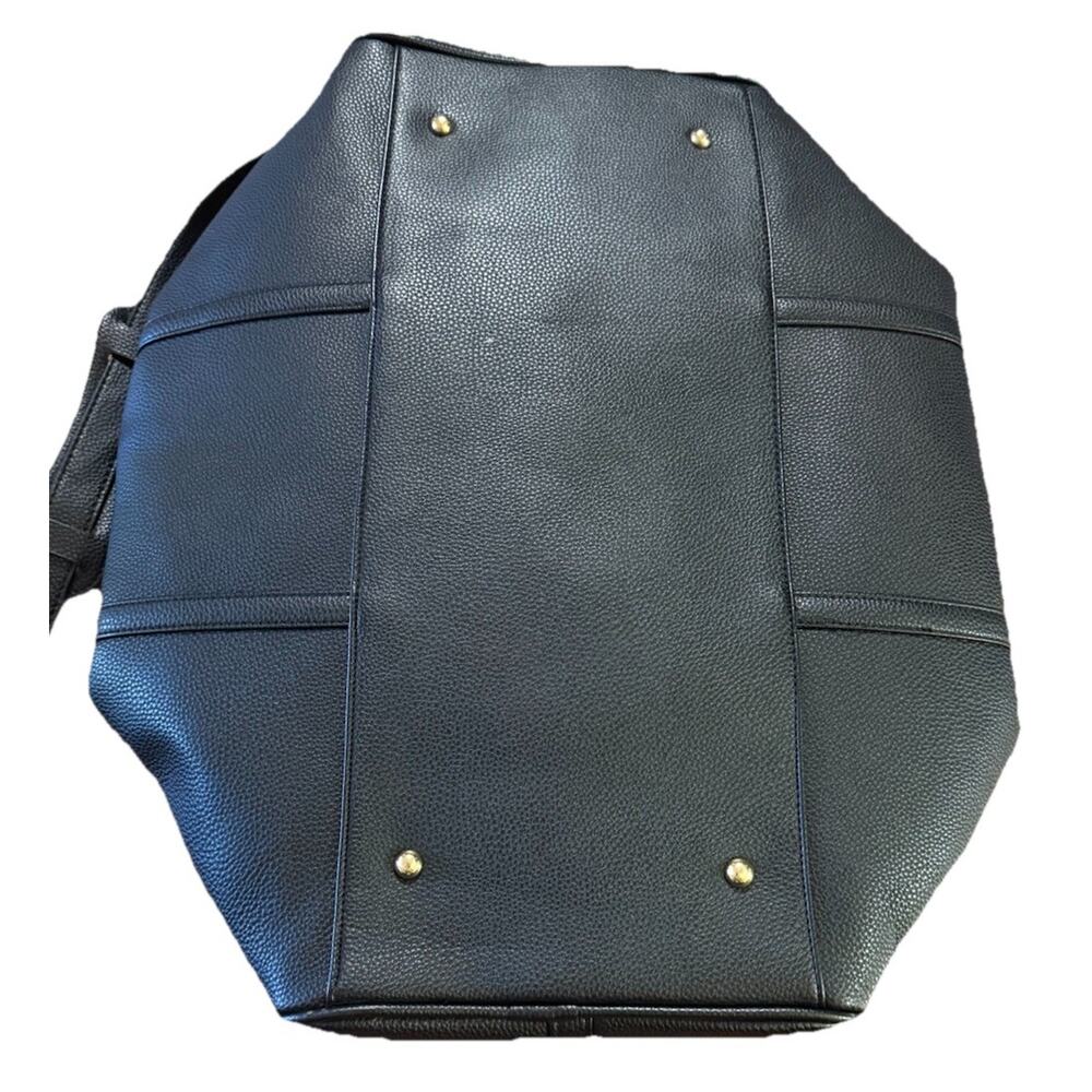 Black Genuine Leather Travel Duffle Holdall Weekend Bag w/ Detachable Strap 20" - Picture 7 of 9